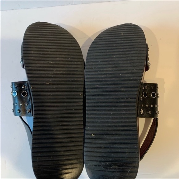 Zara Black Faux Leather Metal Embellished Chunky Platform  Lug Sandals - Picture 11 of 12